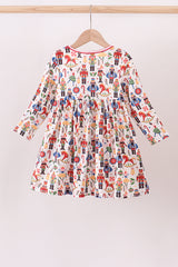 Red nutcracker print dress