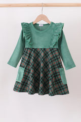 Forest velvet ruffle dress