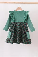 Forest velvet ruffle dress