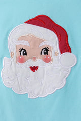 Blue christmas santa claus applique ruffle pants set