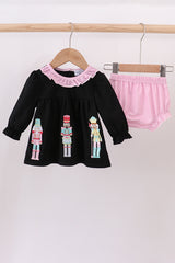 Black nutcracker embroidery bloomer set