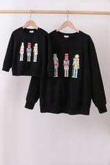 Black nutcracker embroidery mom &me top