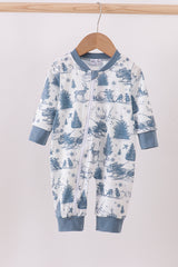 Blue christmas reindeer tree romper