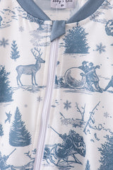 Blue christmas reindeer tree romper
