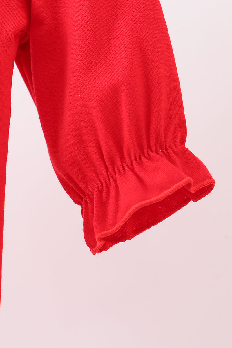 Red christmas tree embroidery romper