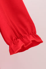 Red christmas tree embroidery ruffle dress