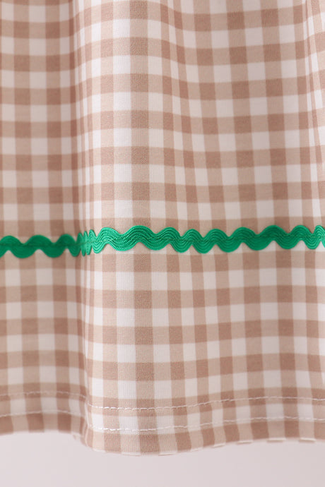 Khaki gingerbread smocked dress