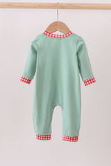 Green nativity embroidery romper