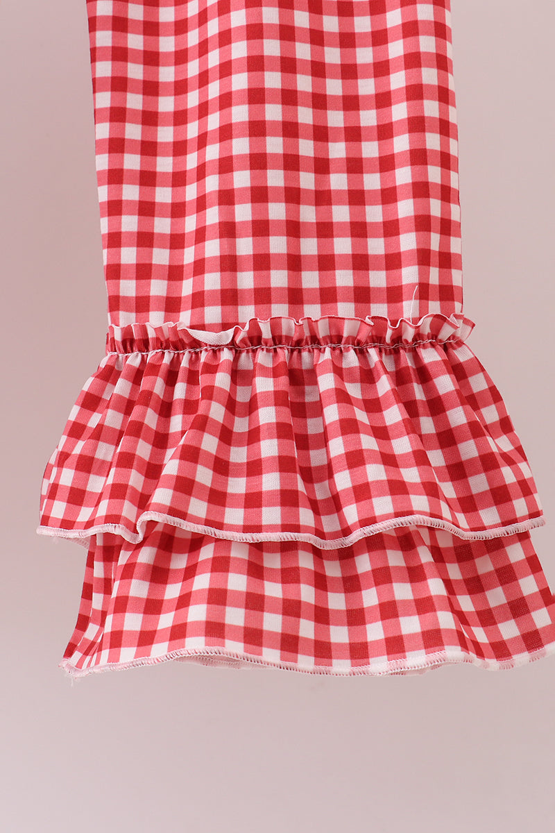 Green nativity embroidery ruffle pants set
