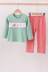 Green nativity embroidery pants set