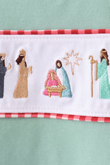 Green nativity embroidery pants set