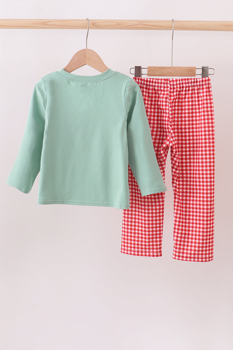 Green nativity embroidery pants set