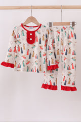Nativity print ruffle pajamas set