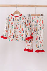 Nativity print ruffle pajamas set