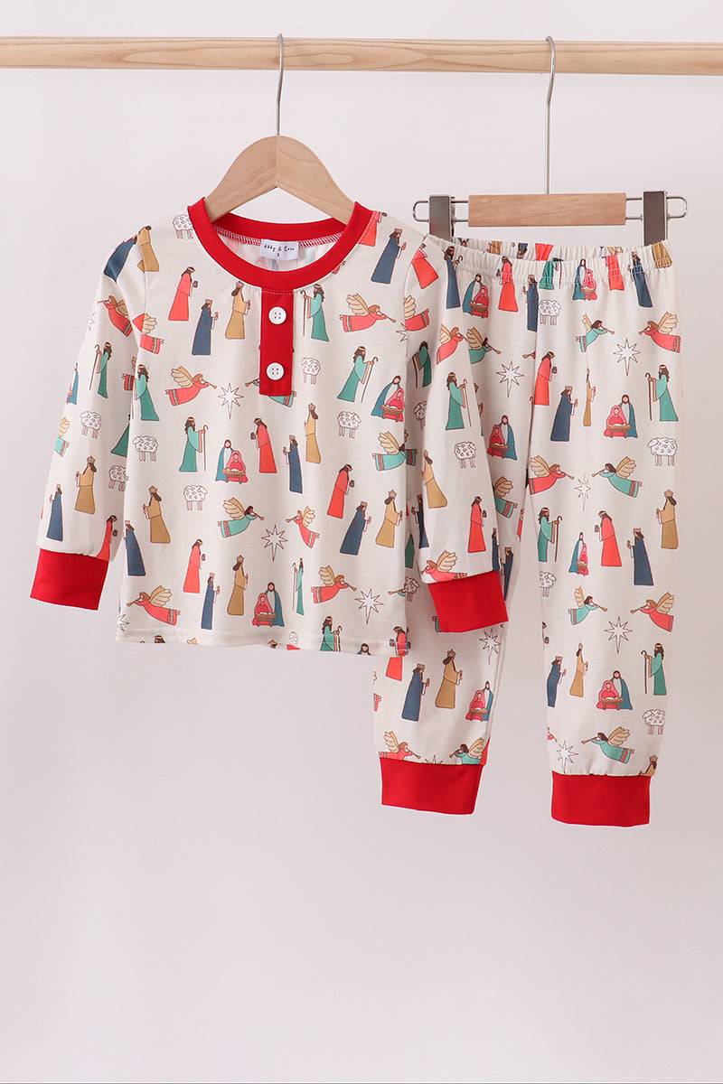 Nativity print pajamas set
