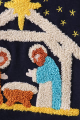 Navy nativity french knot pants set