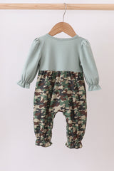 Camouflage santa claus applique ruffle romper