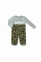 Camouflage santa claus applique romper