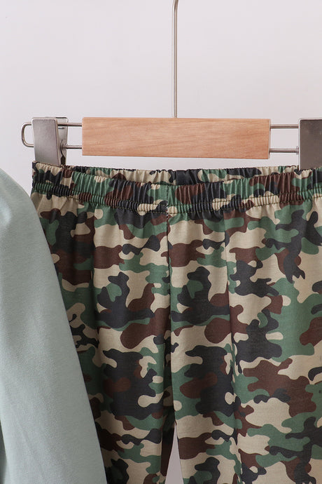 Camouflage santa claus applique ruffle pants set