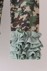 Camouflage santa claus applique ruffle pants set