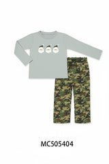 Camouflage santa claus applique pants set