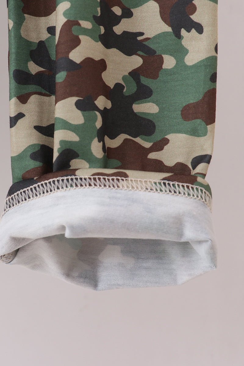 Camouflage santa claus applique pants set