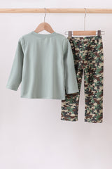 Camouflage santa claus applique pants set