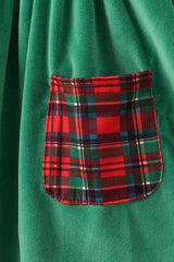 Green christmas tree applique velvet pants set