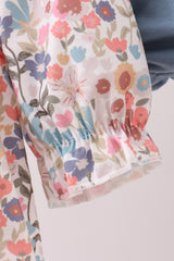 Jesus loves me embroidery floral print girl bloomers set