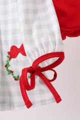 Christmas wreath embroidery bloomer set