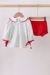 Christmas wreath embroidery bloomer set