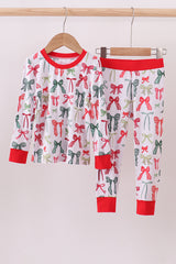 Red bow bamboo pajamas pants set
