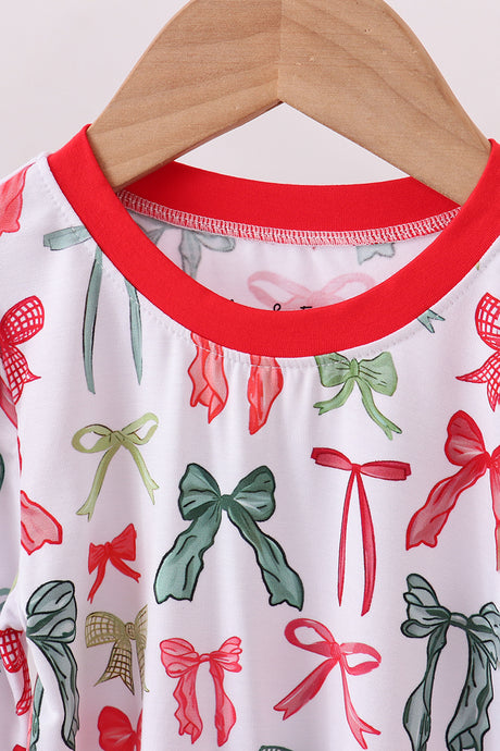 Red bow bamboo pajamas pants set