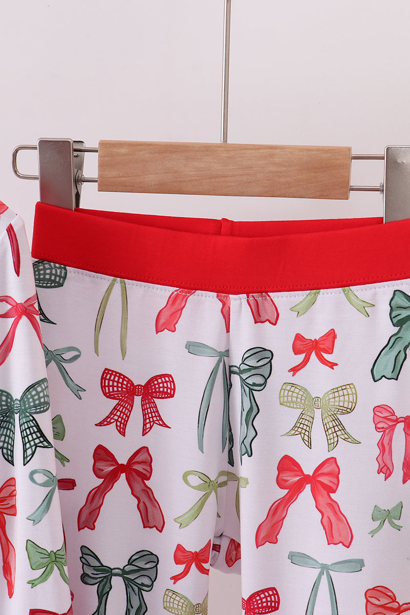 Red bow bamboo pajamas pants set