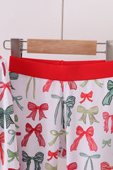 Red bow bamboo pajamas pants set
