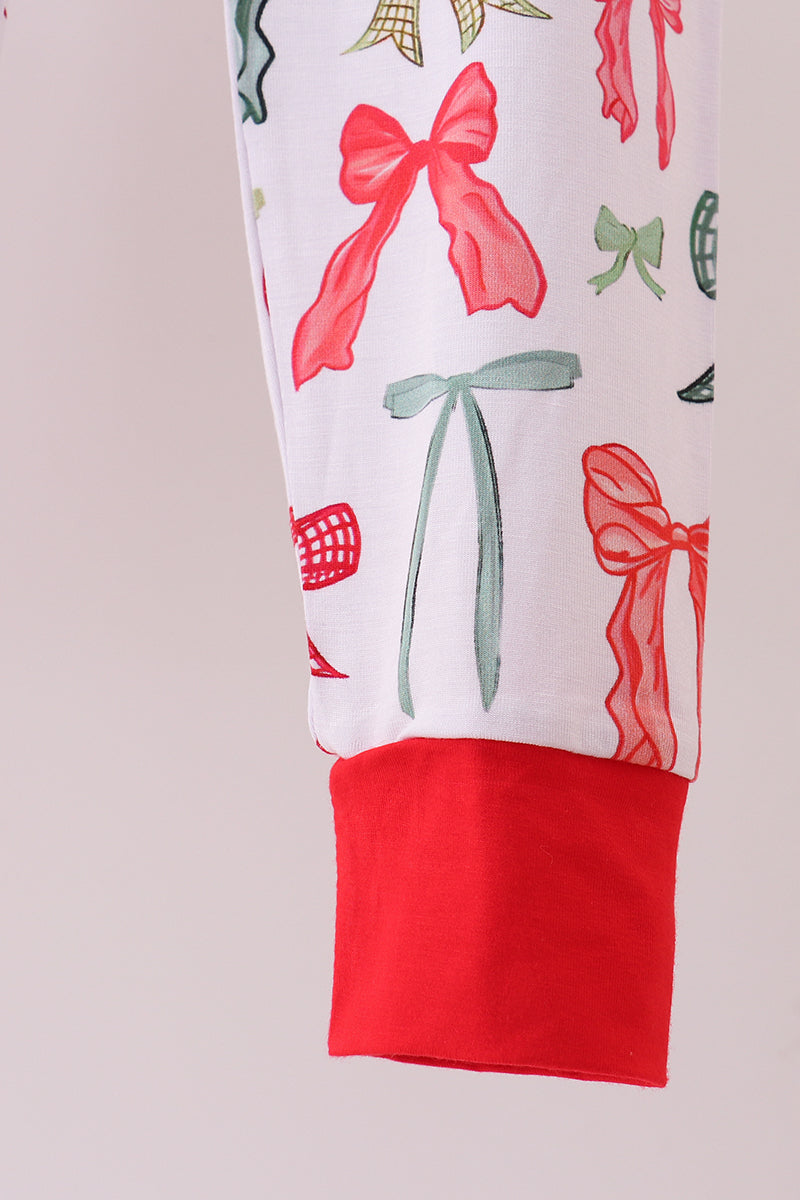 Red bow bamboo pajamas pants set