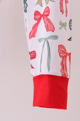 Red bow bamboo pajamas pants set