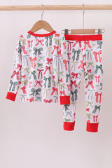Red bow bamboo pajamas pants set