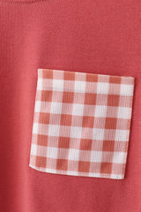 Gingham corduroy pants set