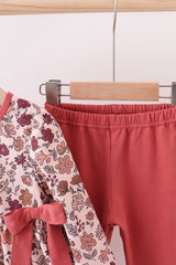 Autumn bloom corduroy ruffle pants set