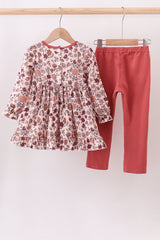 Autumn bloom corduroy ruffle pants set