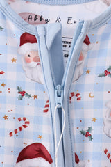 Blue santa claus bamboo pajamas zipper romper