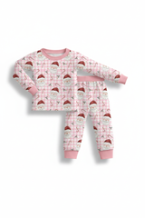 Pink santa claus bamboo pajamas set
