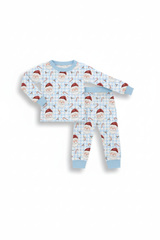 Blue santa claus bamboo pajamas set