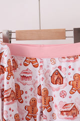 Pink gingerbread house bamboo pajmas romper