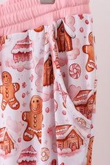 Pink gingerbread house bamboo mom pajmas pants