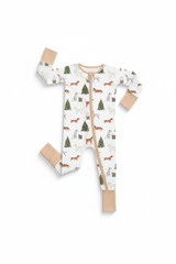 Christmas tree animal bamboo pajamas zipper romper