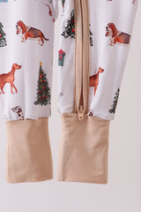 Christmas tree animal bamboo pajamas zipper romper