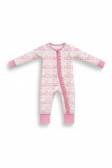 Pink train bamboo pajamas zipper romper
