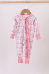 Pink train bamboo pajamas zipper romper